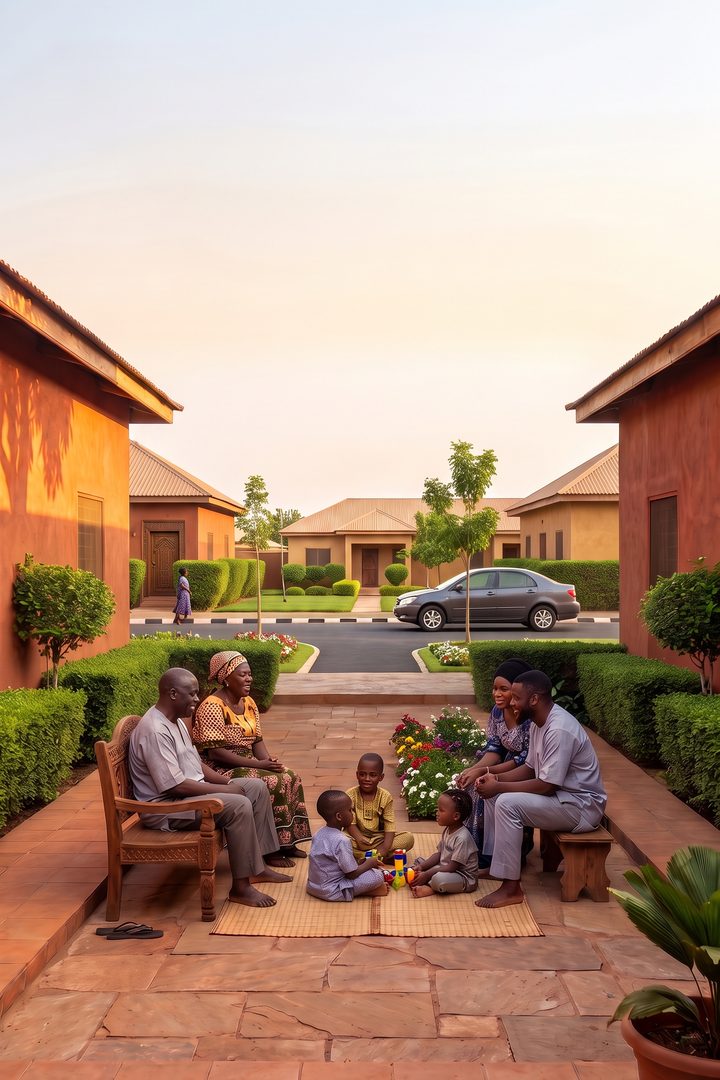 Impression of a family in an Altana Agbo Ilé courtyard