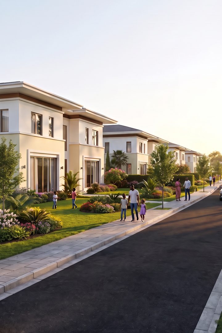 Impression of an Altana Giardino street with hedges