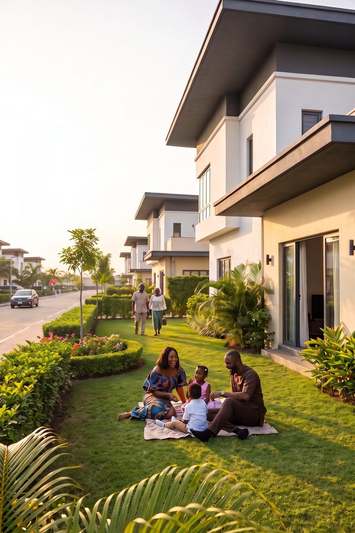 Impression of a family picnic in an Altana Giardino front garden