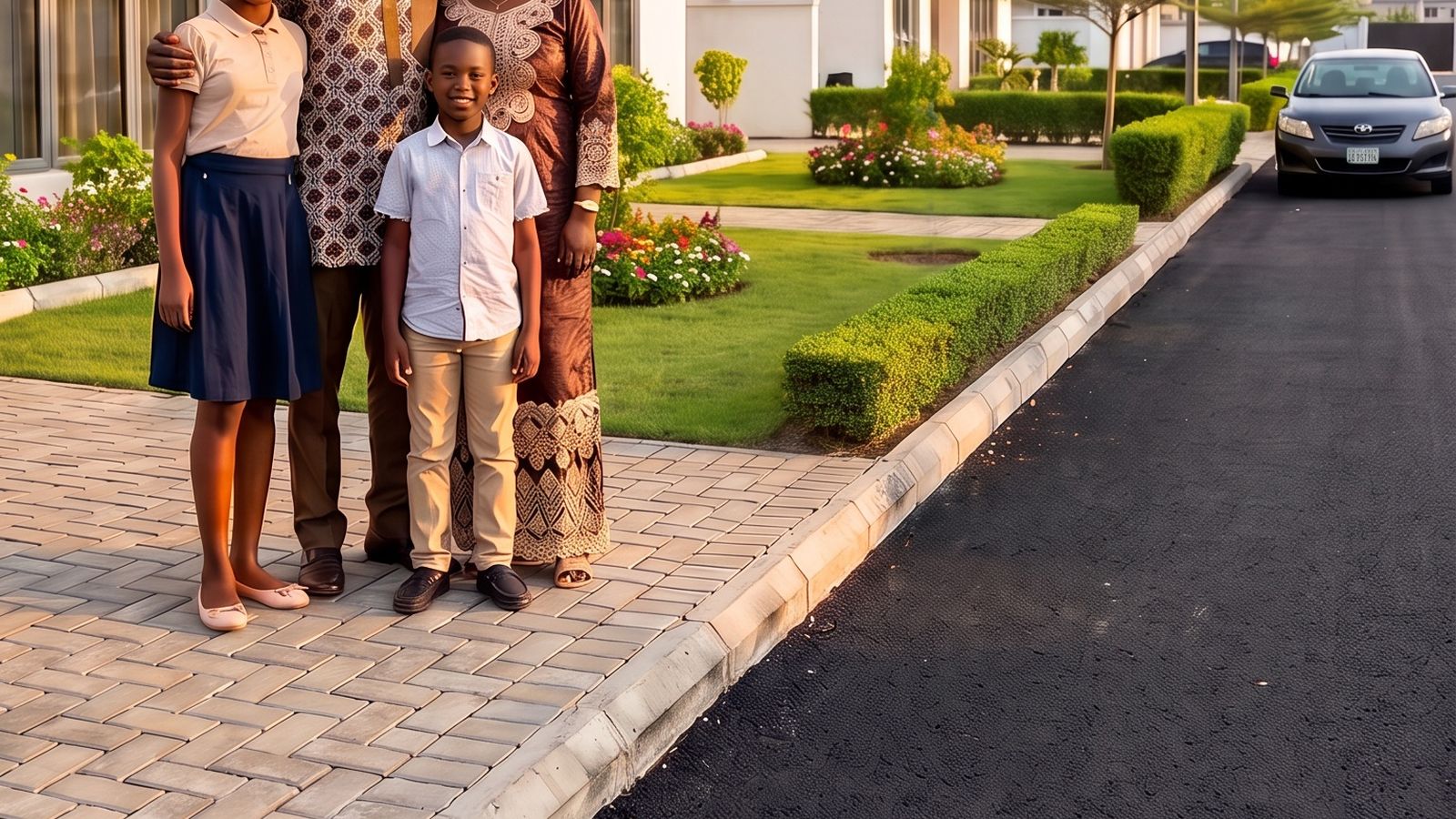 Impression of a family outside their Altana Libero home