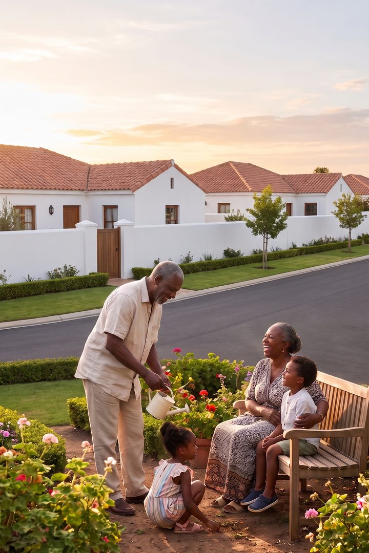 Impression of grandparents and a child in an Altana Sevilla garden