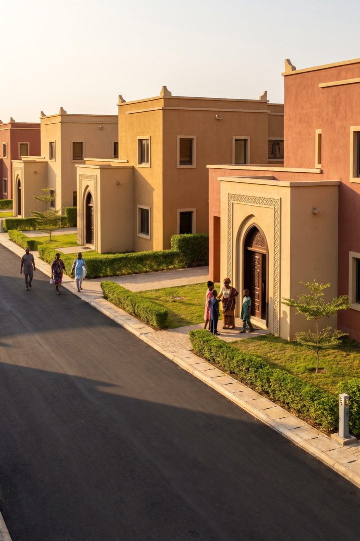 Impression of an Altana Zaria street of patterned earth walls
